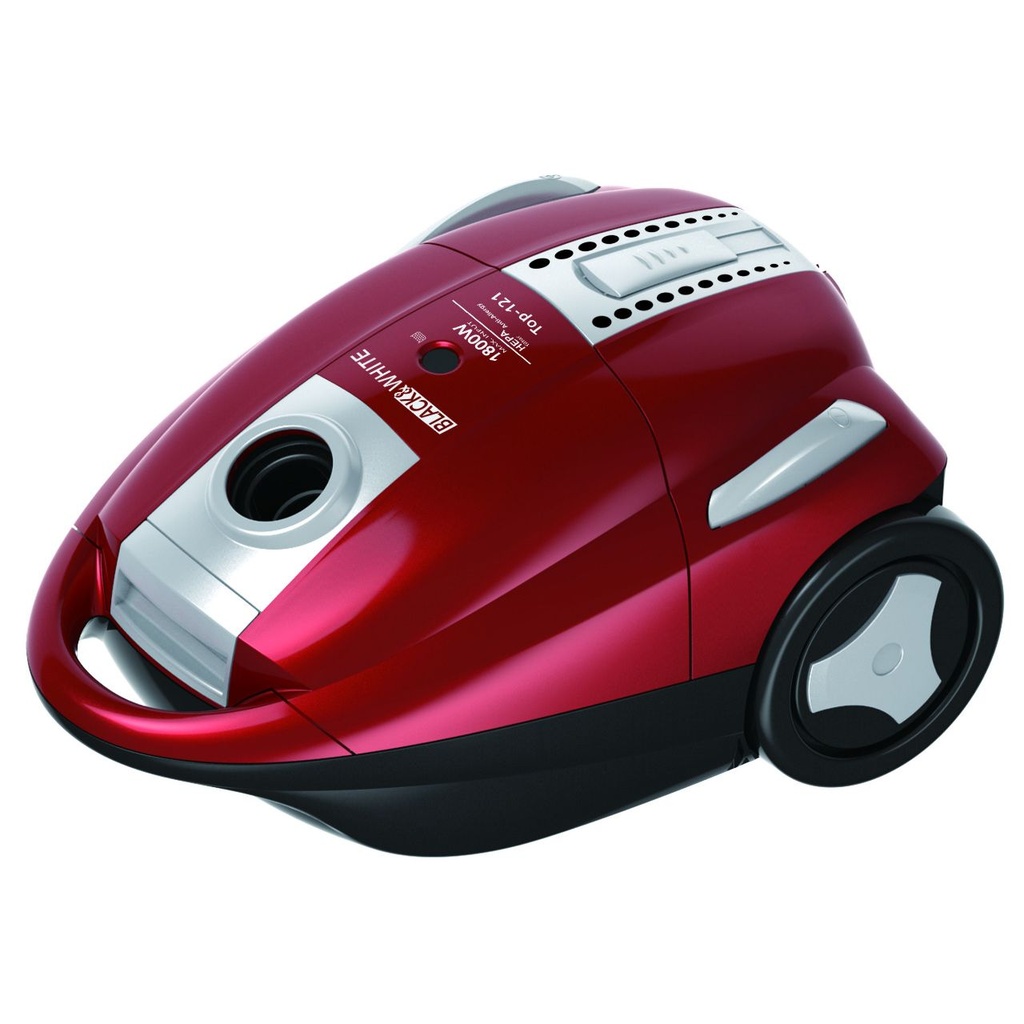 مكنسة كهربائية بلاك اند وايت بكيس للغبار، 1800 واط، احمر - Top-121 