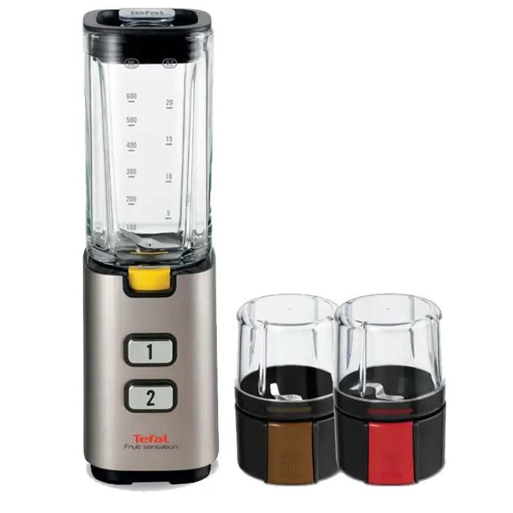 خلاط تيفال فروت سنسيشن مع 2 مطحنة، سعة 0.9 لتر، بقوة 300 وات، متعدد الالوان - BL142A 