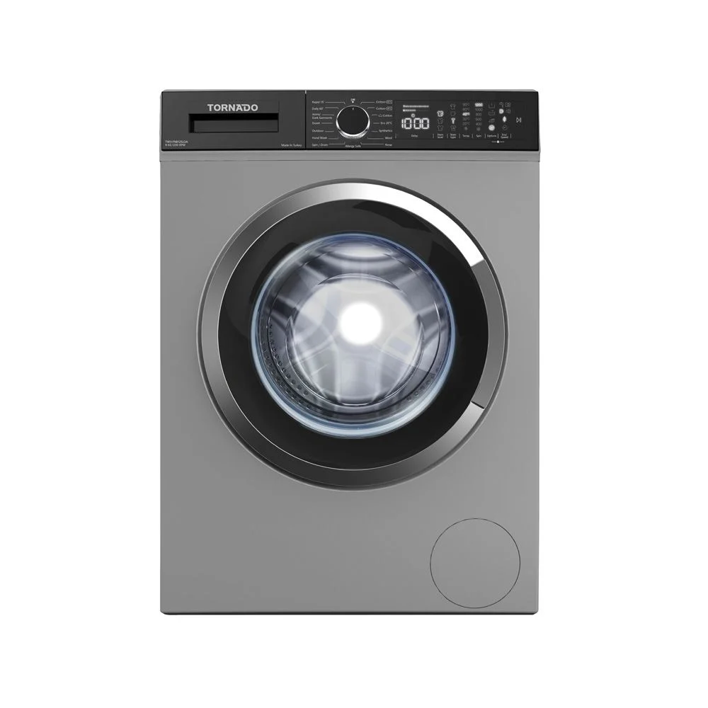 غسالة ملابس اوتوماتيك تورنيدو تحميل امامي، 8 كجم، فضي - TWV-FN812SLOA 