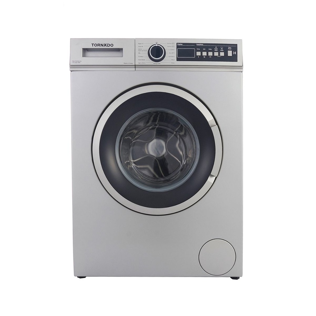غسالة ملابس اوتوماتيك تورنيدو، تحميل امامي، 7 كجم، فضي - TWV-FN78SLOA 