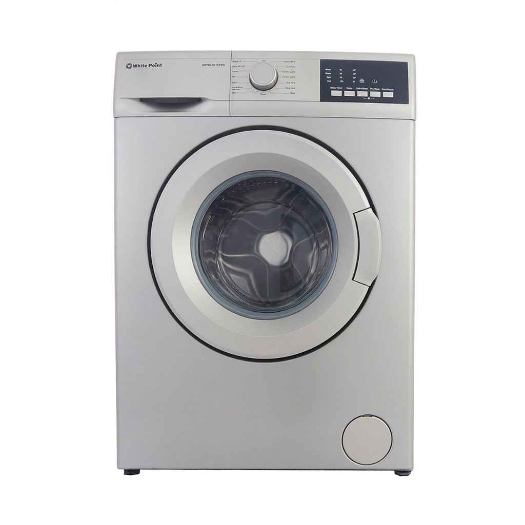 غسالة ملابس وايت بوينت تحميل امامي ديجيتال، سعة 6 كيلو، فضي - WPW61015PDS 
