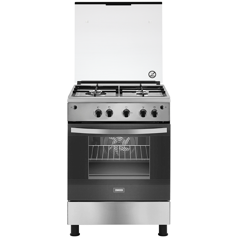 بوتاجاز غاز زانوسي ستيل ماكس، 4 شعلات، اسود وفضي - ZCG623A6XA 