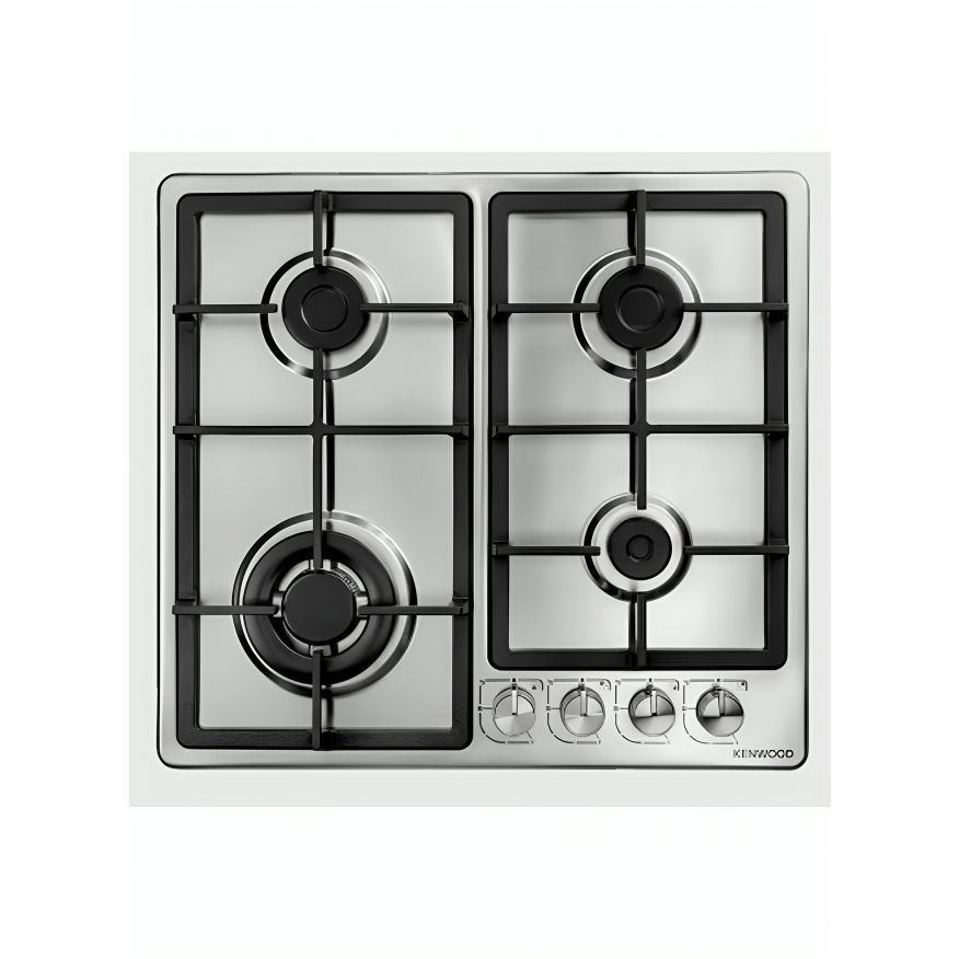 بوتاجاز مسطح غاز بلت ان كينوود، 60 سم، 4 شعلات، فضي - HOB60.000SS 