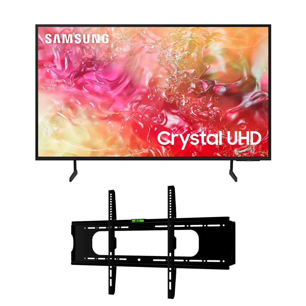 شاشة تلفزيون سامسونج سمارت 75 بوصة بدقة 4K UHD، وتقنية LED مع ريسيفر داخلي - 75DU7000 مع حامل حائط فالكون 