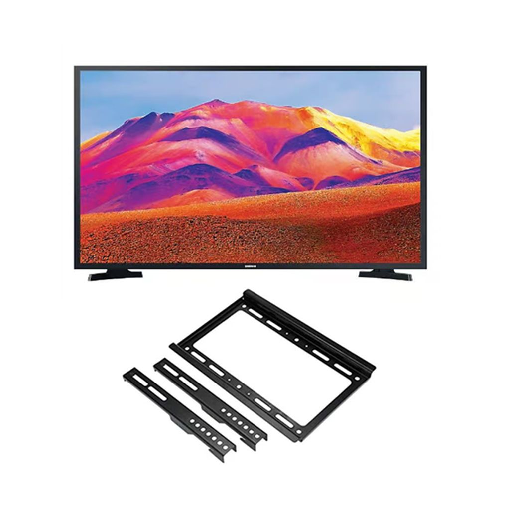 شاشة تلفزيون سمارت سامسونج 43 بوصة LED، بدقة FHD، بريسيفر داخلي - UA43T5300AUXEG مع حامل شاشة تلفزيون بحجم 14-42 بوصة - اسود 