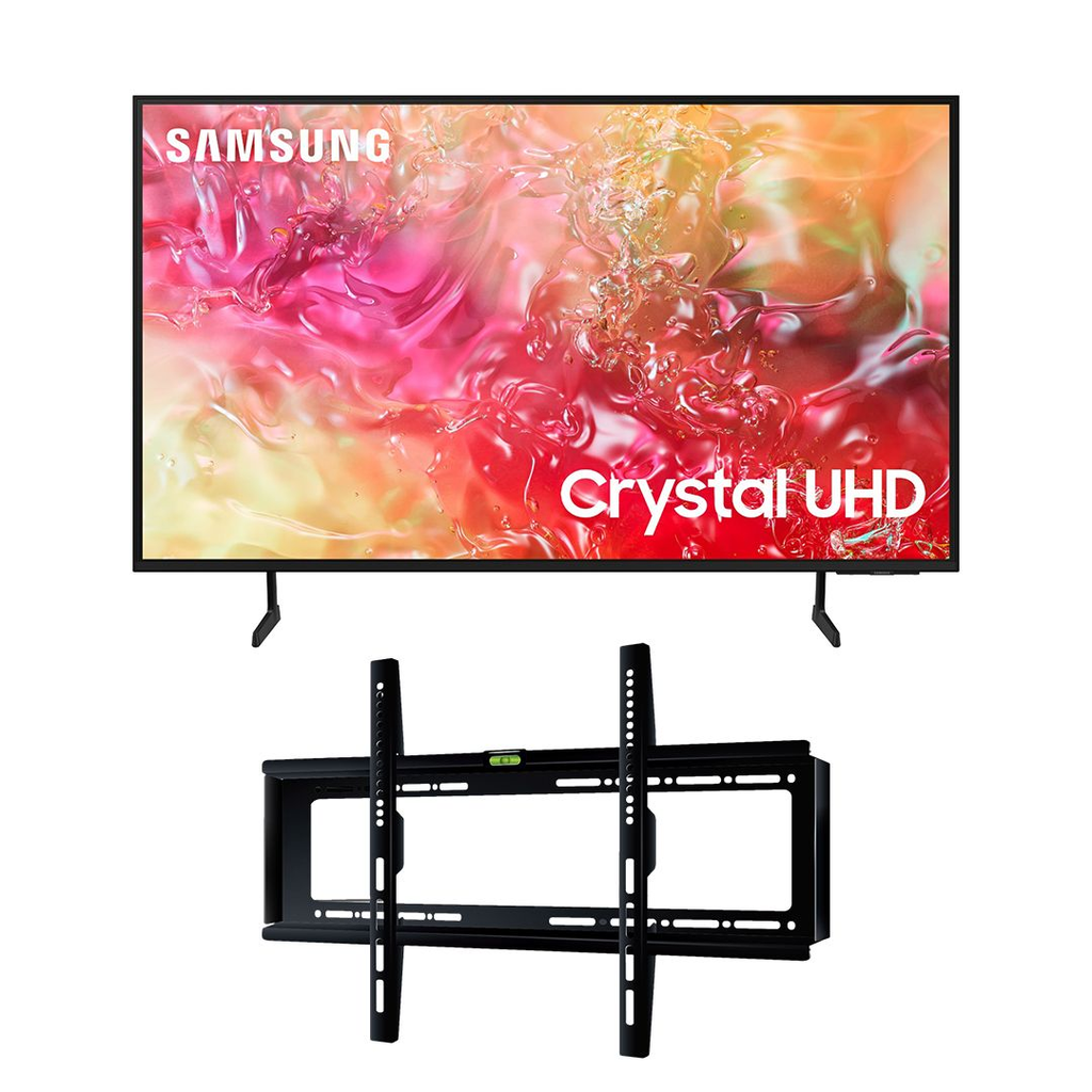 شاشة تلفزيون سامسونج سمارت 50 بوصة بدقة 4K UHD، وتقنية LED مع ريسيفر داخلي - 50DU7000، مع حامل حائط للشاشة تلفزيونات من اي تي اي 