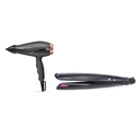 مجفف شعر بيبي ليس سموث برو، 2100 وات، اسود/ ذهبى وردي- 6709DE مع مكواة شعر بيبي ليس سليم جاف ورطب - ST326E 