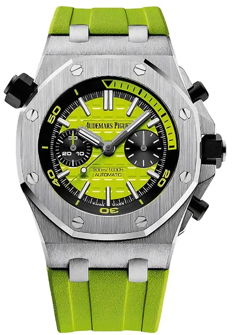 Audemars piguet Audemars Piguet Royal Oak Offshore Diver Chronograph featuring a lime green -136