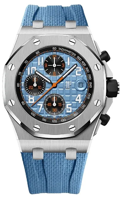 Audemars piguet  Audemars Piguet Royal Oak Offshore Chronograph featuring a light blue Méga Tapisserie -141