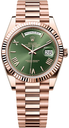 Rolex Watch Day Date For Men gold with an olive green-21