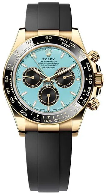 Rolex Rolex Cosmograph Daytona watch in 18k yellow gold with a turquoise blue dial and black Oysterflex strap-90