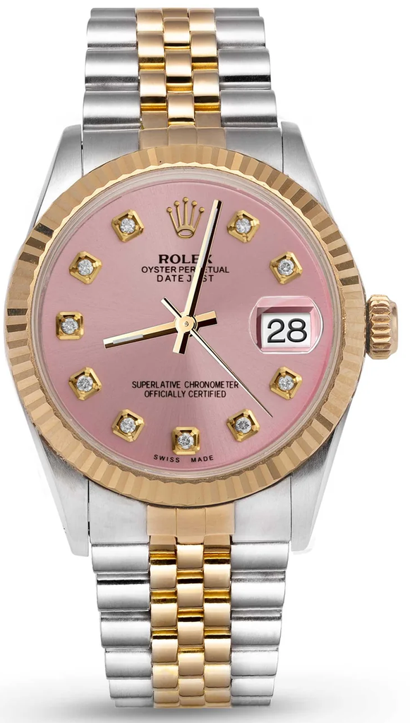 Rolex Datejust Fluted Bezel Watch Pink Diamond Dial GOOLD -63