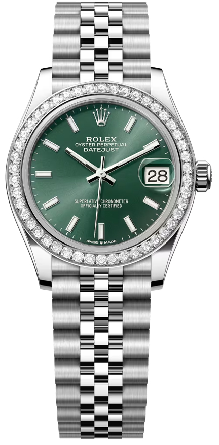 Datejust Steel & White Mint Green Dial Diamond Bezel Jubilee -76