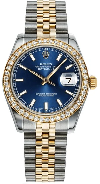 Rolex Datejust with a blue dial, two-tone stainless steel and yellow gold-95