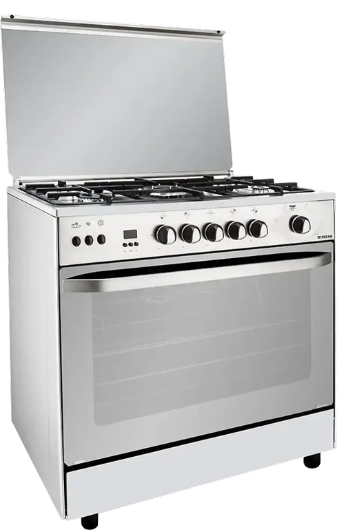 بوتاجاز فريش هامر، 80 × 55 سم، 5 شعلة، أمان كامل، تايمر ديجيتال، فضي