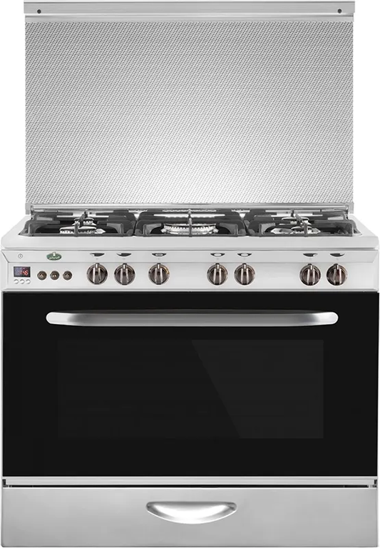 بوتاجاز كريازي بومباي، بوتجاز 5 شعله، 90 × 60 سم، أمان كامل، فضي، KP 9604 XFD