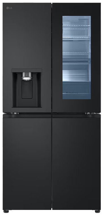 ثلاجه ال جي انستا فيو نوفروست، 508 لتر، 4 باب، تكنولوجيا الأنفرتر، ديسبينسر، صانع الثلج، اسود، GC-X22FFQAB