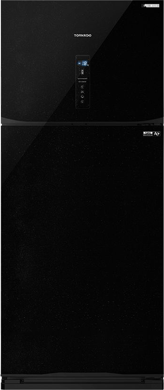 ثلاجه تورنيدو، ثلاجة بابين، نوفروست، 396 لتر، انفرتر، شاشة ديجيتال led، أسود، RF-480ATV-BK