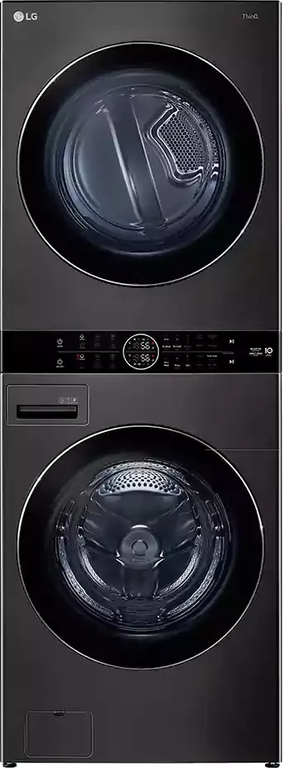 غسالة ال جي فول اوتوماتيك ال جي ووش تاور، تحميل أمامي، 21 كجم للغسالة + 16 كجم للمجفف، أسود، FWT2116BS