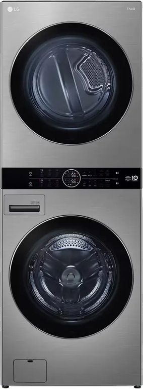 غسالة ال جي ووش تاور فول اتوماتيك تحميل أمامي 21 كيلو بمجفف 16 كيلو، شاشة تاتش ديجيتال، انفرتر، فضي، FWT2116SS