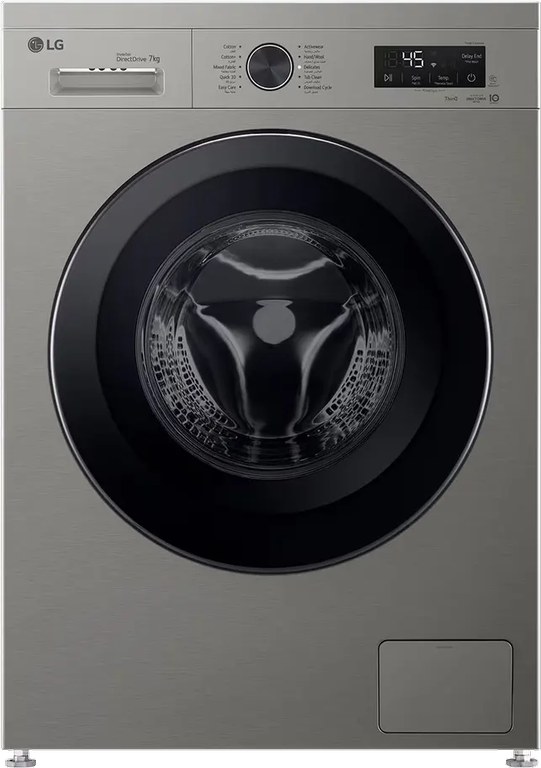 غسالة ملابس فول اوتوماتيك إل جي، 7 كيلو، 1400 لفة، شاشة ديجيتال، واي فاي، انفرتر، فضى، F4Y2QYG6P