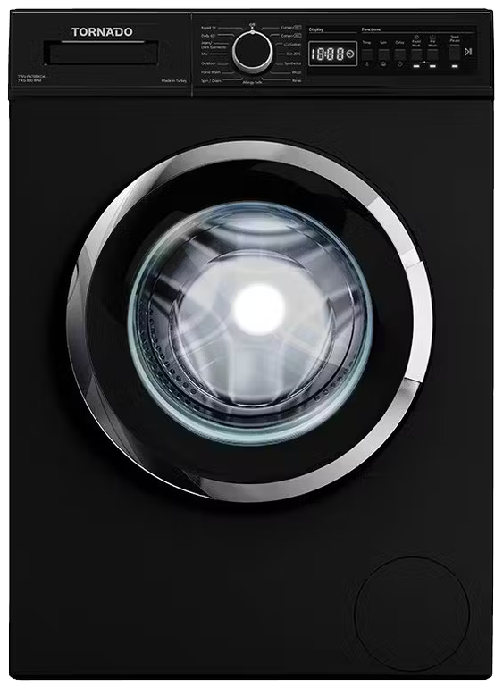 غسالة تورنيدو فول اتوماتيك تحميل امامي ، 7 كيلو ، 800 لفة ، 15 برنامج ، اسود ، TWV-FN78BKOA