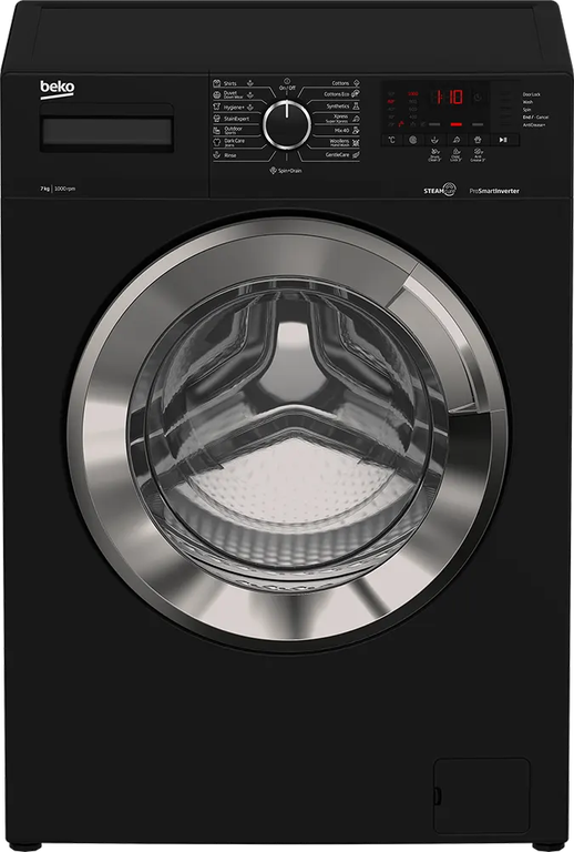 غسالة بيكو فول اتوماتيك تحميل امامي ،7 كيلو،أنفرتر، بخار، أسود، WTV 7512 XBCI