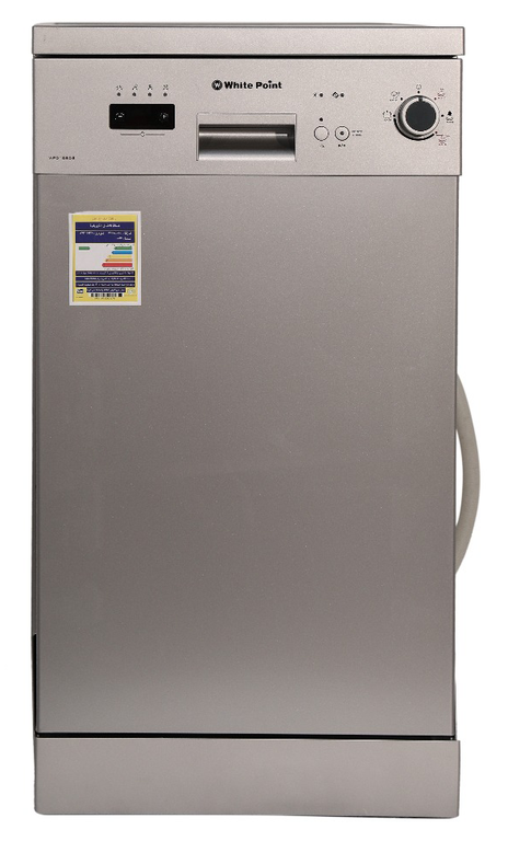 غسالة اطباق وايت بوينت 10 افراد، 45 سم، 5 برامج، فضي، WPD 105 DS