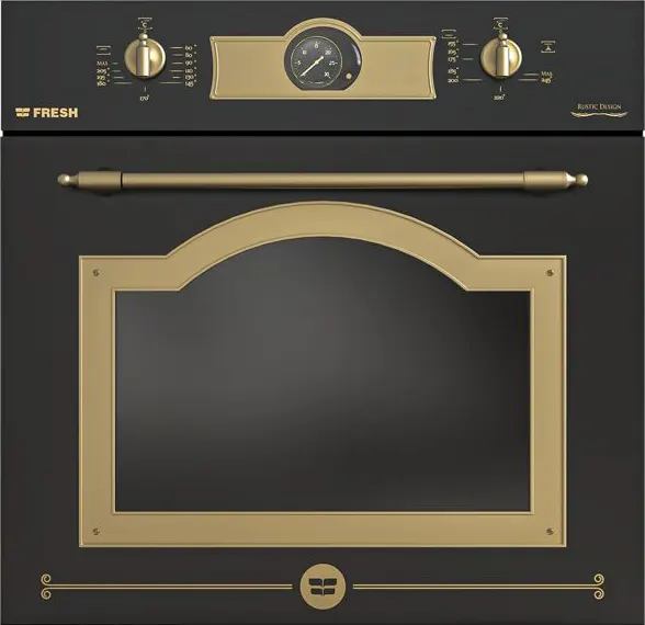 فرن بلت ان فريش روستيك 60 سم، غاز- كهرباء، 56 لتر، شواية، أسود×ذهبي ، GEOFR60CMRB