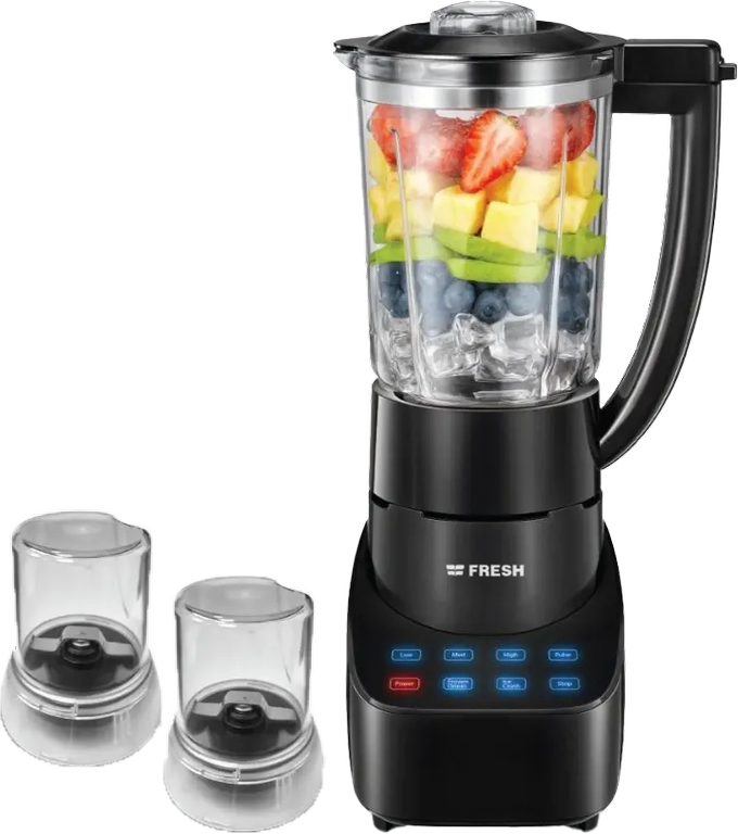 خلاط كهربائي فريش تاتش ، 700 وات ، 1.5 لتر ، 3 سرعات ، 2 مطحنة ، اسود ، (500019463)