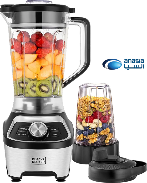 خلاط كهربائي بلاك اند ديكر، 1200 وات، 1.85 لتر، فضي*أسود، موديل BXH1200