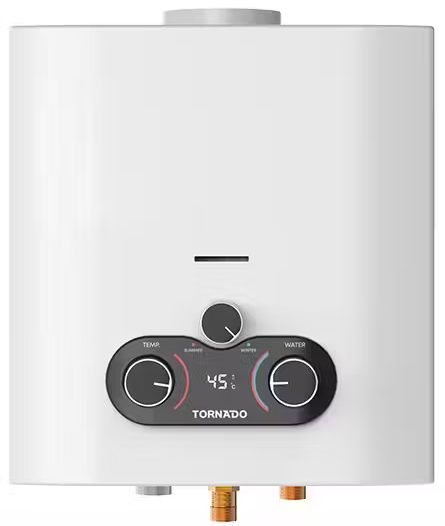سخان مياه غاز تورنيدو ، 6 لتر ، شاشة ديجيتال ، انبوبة ، ابيض ، GHE-C06CTE-W
