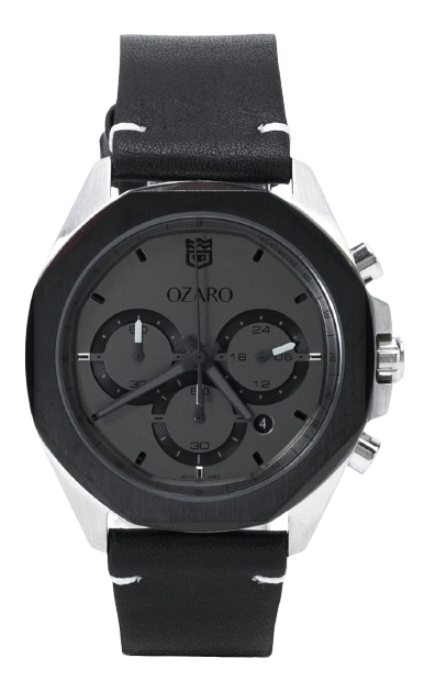 OZ-14017LBB OZARO ساعة رجالي جلد اسود مينا اسود