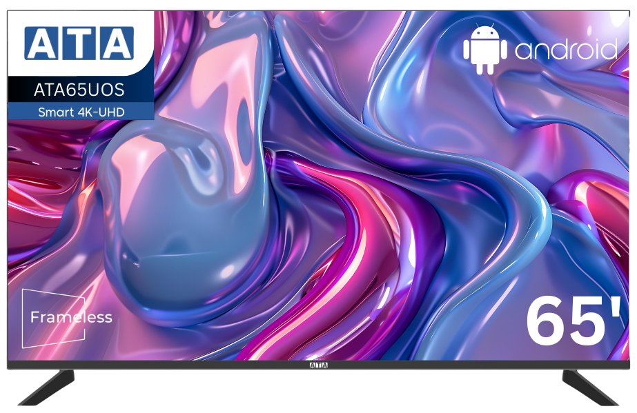 شاشة ايه تي ايه 4K UHD سمارت 65 بوصة بدون فريم – ATA65UOS
