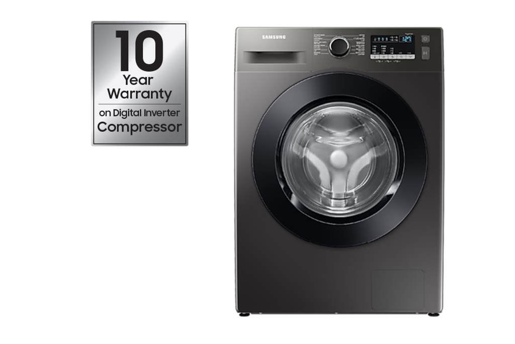 غسالة سامسونج فول اوتوماتيك تحميل امامي، 8 كجم،مكثف، دورة البخار الصحي، إينوكس، WW80T4040CXAS
