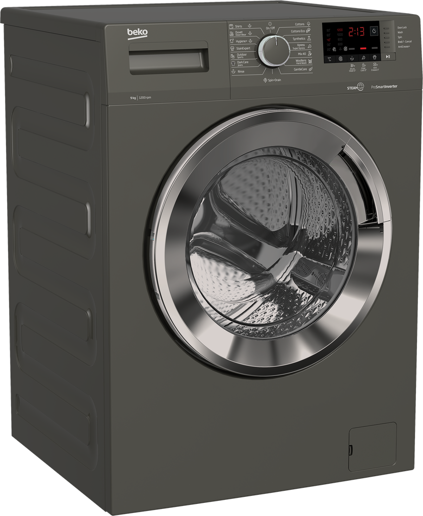 غسالة بيكو فول اتوماتيك تحميل امامي اكسبريس، 9 كيلو ،أنفرتر، بخار، رمادي، WTX 91232 XMCI2
