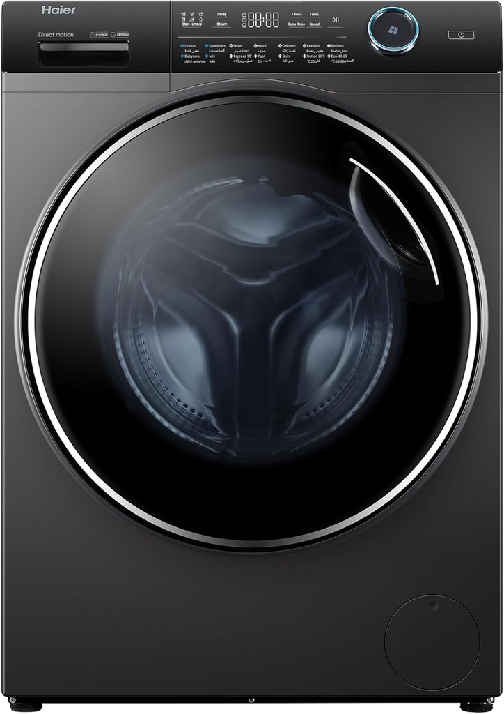 غسالة هاير فول اوتوماتيك تحميل امامي ، 10.5 كيلو مجفف 6 كيلو ، 1400 لفة ، شاشة ديجيتال ، انفرتر ، واي فاي ، فضى غامق ، HWD100-B14979S8U1
