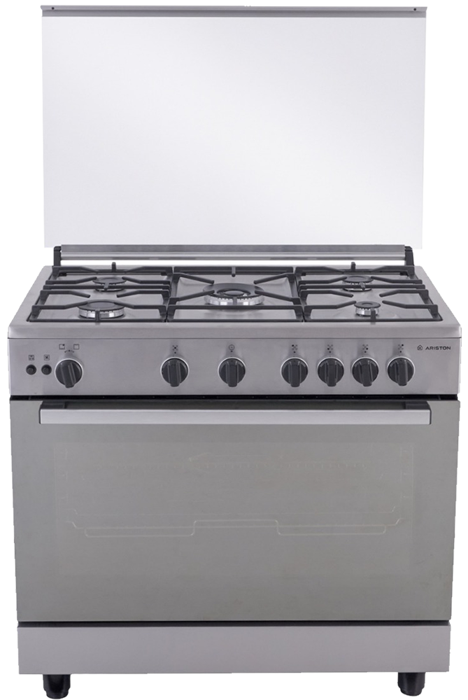 بوتاجاز اريستون، بوتجاز 5 شعله، 90 سم، أمان تام، حامالات زهر، مروحة فرن، استانلس ستيل، ARR9GGF23125XNA
