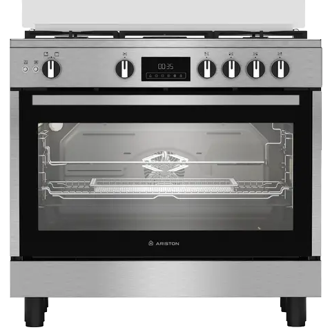 بوتاجاز اريستون، بوتجاز 5 شعله، 90 سم، شاشة ديجيتال، حوامل زهر، أمان كامل، إِشعال ذاتي، سيلفر، ARR9GGF33229XEG
