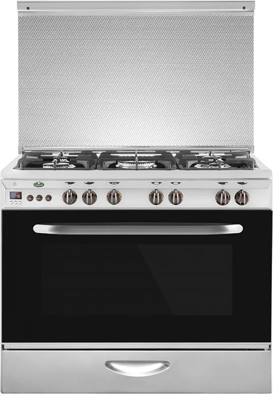 بوتاجاز كريازي بومباي، بوتجاز 5 شعله، 90 × 60 سم، أمان كامل، فضي، KP 9604 XFD
