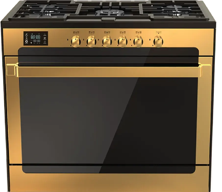 بوتجاز فريش ماتريكس، بوتاجاز 5 شعله، 60×90 سم، أمان كامل، شاشة تاتش ديجيتال، مروحة، شواية 360 درجة، ذهبي
