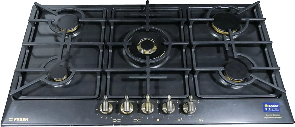 بوتاجاز بلت ان فريش مسطح روستيك ، 90 سم، 5 شعلة غاز، أسود ، 9613
