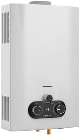 سخان مياه غاز تورنيدو 10 لتر غاز، شاشة ديجيتال، غاز طبيعي، مدخنة، أبيض، GH-MP10SN-W
