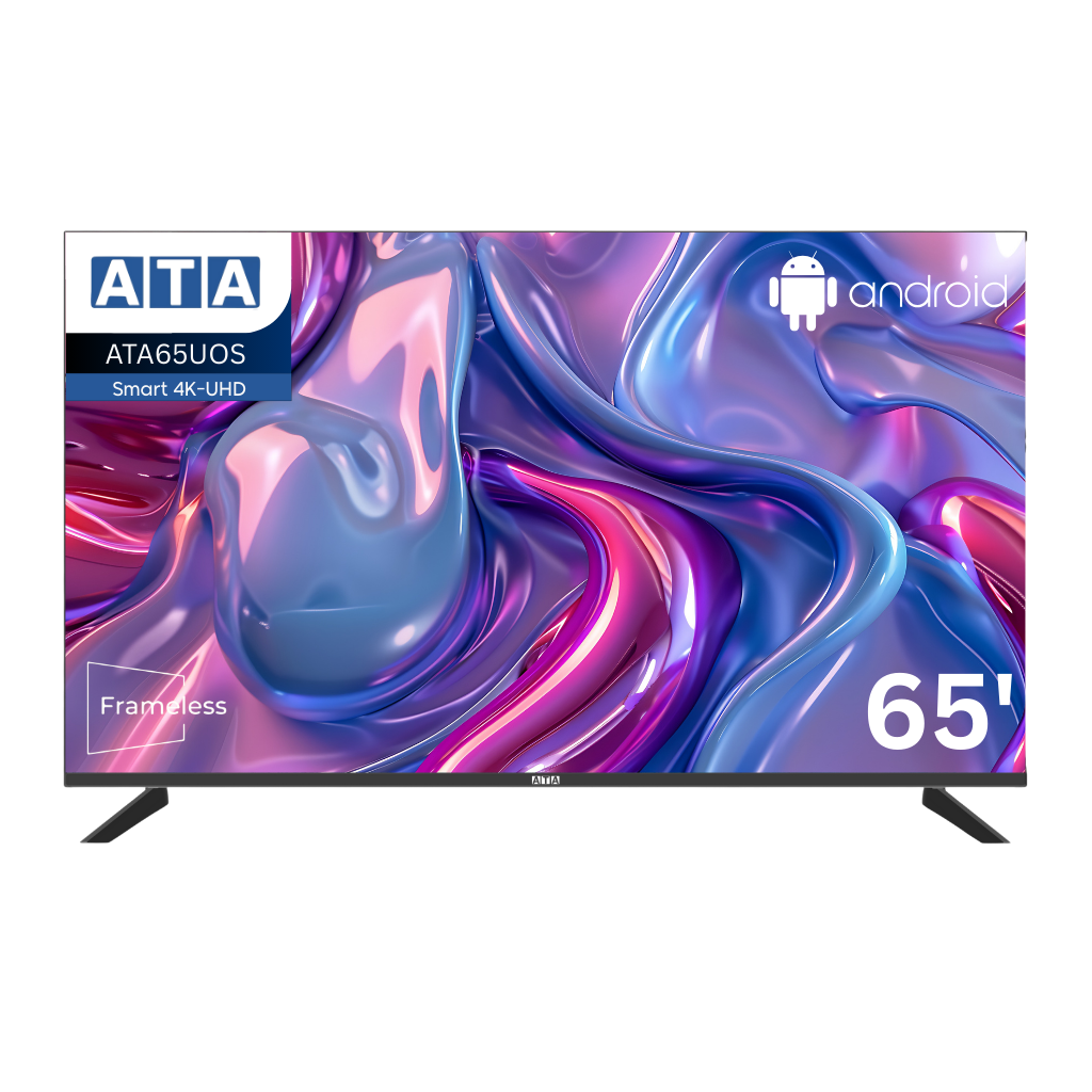 شاشة ايه تي ايه 4K UHD سمارت 65 بوصة بدون فريم – ATA65UOS
