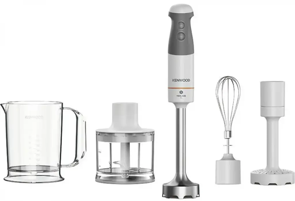 هاند بلندر كينوود ،850 وات، كبة 500 مللي، مزود بملحقات متعددة، أبيض x رصاصي، HBM40.306WH