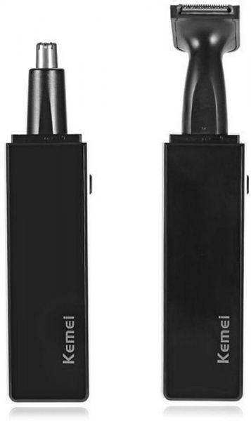 ماكينة إزالة شعر الأنف والأذن من كيمي، للاستخدام الجاف، مع 2 ملحق، أسود، KM-6672
