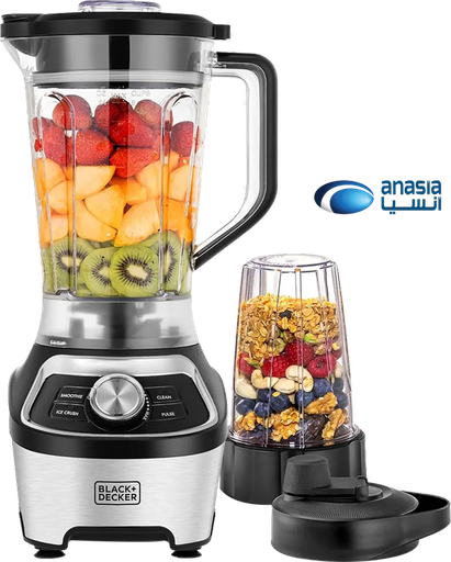 [خلاط كهربائي بلاك اند ديكر، 1200 وات، 1.85 لتر، فضي*أسود، موديل BXH1200] خلاط كهربائي بلاك اند ديكر، 1200 وات، 1.85 لتر، فضي*أسود، موديل BXH1200