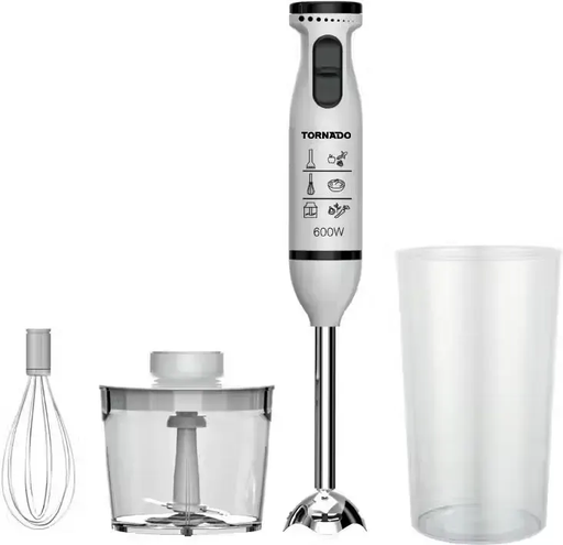 [هاند بلندر تورنيدو، 600 وات، 0.7 لتر، مزود بمضرب بيض وكبة، أبيض، HB-600GWT] هاند بلندر تورنيدو، 600 وات، 0.7 لتر، مزود بمضرب بيض وكبة، أبيض، HB-600GWT