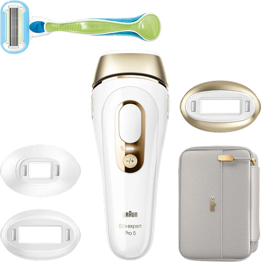 [ماكينة إزالة الشعر باليزر براون سيلك اكسيبرت برو 5، 400000 ومضة، 2 رأس، أبيض، PL5257] ماكينة إزالة الشعر باليزر براون سيلك اكسيبرت برو 5، 400000 ومضة، 2 رأس، أبيض، PL5257