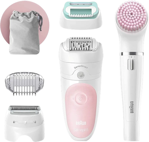 [ماكينة إزالة الشعر براون Silk-épil Beauty Set 5، استخدام لاسلكي 30 دقيقة، استخدام رطب وجاف، سرعتين، أبيض x بينك، SE5-875] ماكينة إزالة الشعر براون Silk-épil Beauty Set 5، استخدام لاسلكي 30 دقيقة، استخدام رطب وجاف، سرعتين، أبيض x بينك، SE5-875